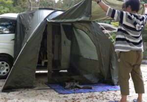 【初ソロキャン＋わん】恵那峡・険道ドライブ＆オーニング設置編